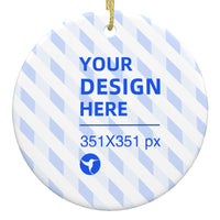 HKM-708947 Ceramic Round Pendant for Christmas Decor with Gold Wire Lanyard