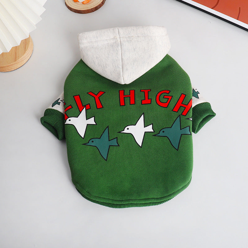 HKM-709011 Warm Green Teddy Winter Hoodie for Pets - Available in Various Sizes L to 4XL