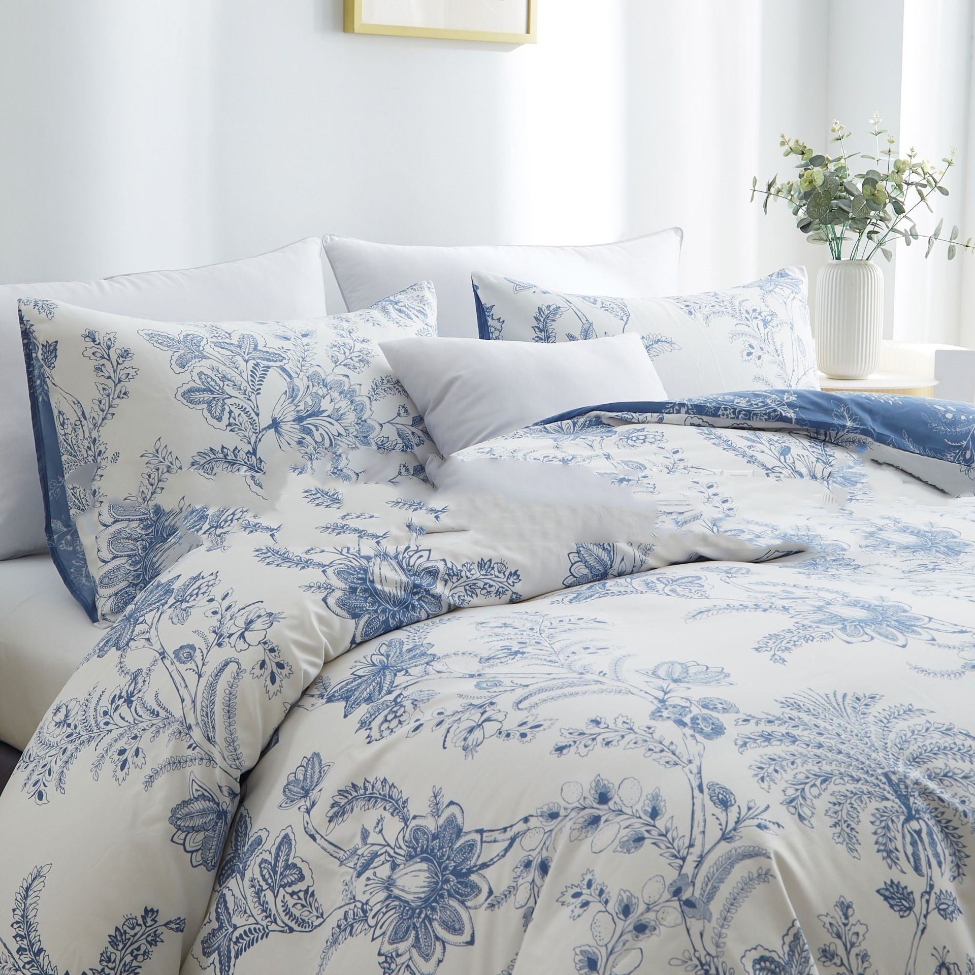 KTX-709139 Geometric Pattern Quilt Cover Set - Three-Piece Double Bedding with Pillowcases