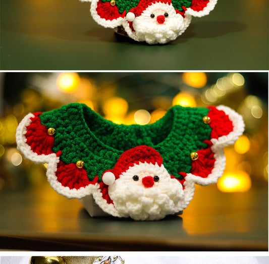 HKM-709203 Knitted Wool Christmas Bib with Super Wide Bow Tie - Unisex Sizes XS to L