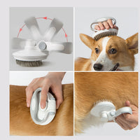 HKM-709267 Self-Cleaning Pet Wire Brush in White, Pink, and Blue - Plastic Comb Brush