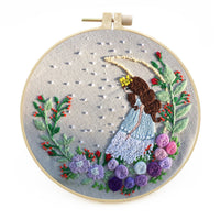 HKM-709331 Handmade Embroidery Kit with 15cm Frame - Moon Goddess, Cute Princess, Flower Fairy, Forest Princess, Earth Girl, Pure Rose, Miles Peach Blossom, Flower Cluster Designs