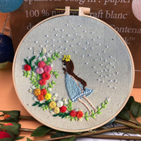 HKM-709331 Handmade Embroidery Kit with 15cm Frame - Moon Goddess, Cute Princess, Flower Fairy, Forest Princess, Earth Girl, Pure Rose, Miles Peach Blossom, Flower Cluster Designs