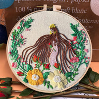 HKM-709331 Handmade Embroidery Kit with 15cm Frame - Moon Goddess, Cute Princess, Flower Fairy, Forest Princess, Earth Girl, Pure Rose, Miles Peach Blossom, Flower Cluster Designs