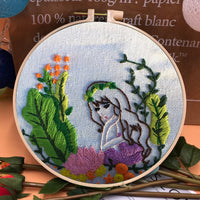 HKM-709331 Handmade Embroidery Kit with 15cm Frame - Moon Goddess, Cute Princess, Flower Fairy, Forest Princess, Earth Girl, Pure Rose, Miles Peach Blossom, Flower Cluster Designs