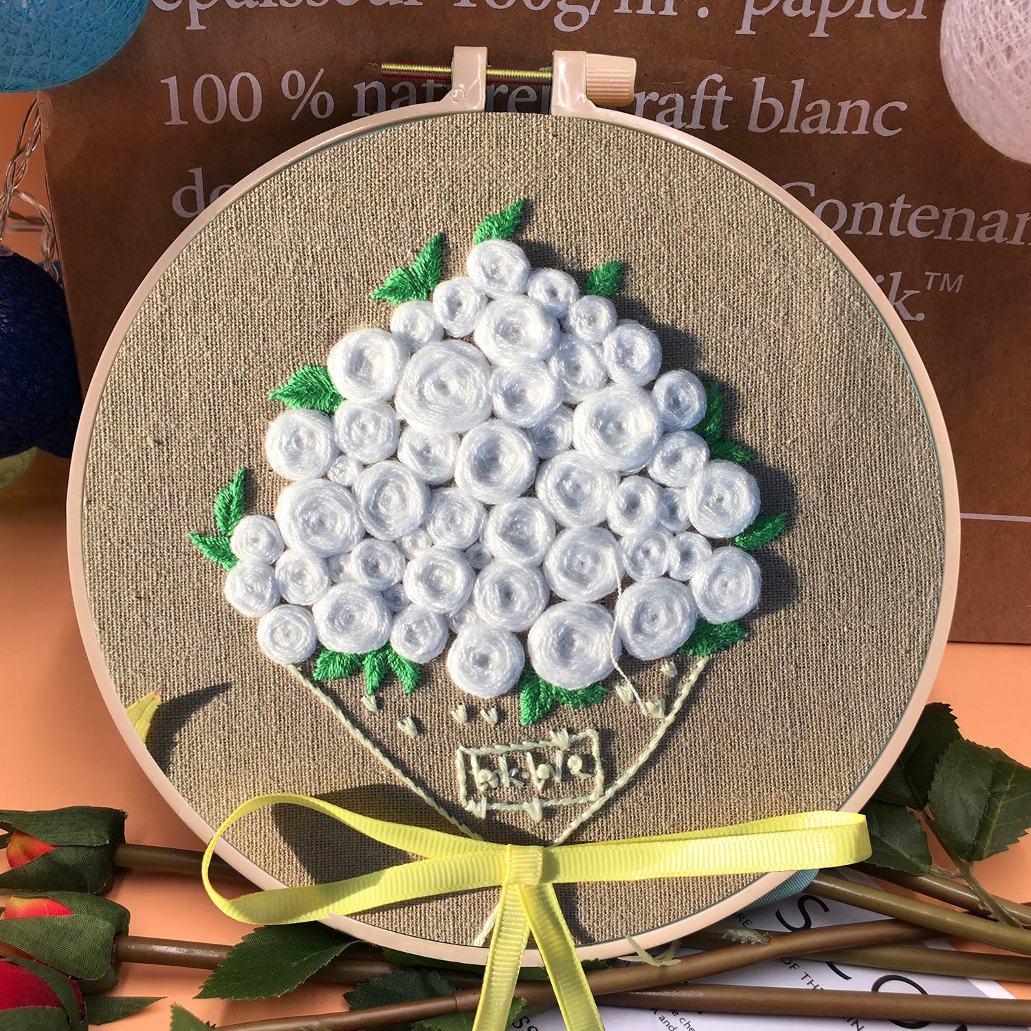 KTX-709331 Handmade Embroidery Kit with 15cm Frame - Moon Goddess, Cute Princess, Flower Fairy, Forest Princess, Earth Girl, Pure Rose, Miles Peach Blossom, Flower Cluster Designs