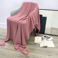 HKM-709331 Nordic Style Solid Color Tassel Blanket in Imitation Cashmere, White, Available in Various Sizes