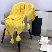 HKM-709331 Nordic Style Solid Color Tassel Blanket in Imitation Cashmere, White, Available in Various Sizes