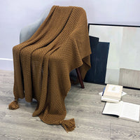 HKM-709331 Nordic Style Solid Color Tassel Blanket in Imitation Cashmere, White, Available in Various Sizes