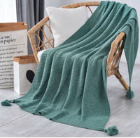 HKM-709331 Nordic Style Solid Color Tassel Blanket in Imitation Cashmere, White, Available in Various Sizes
