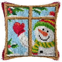 HKM-709395 DIY Handmade Christmas Cushion Wool Embroidered Pillow Craft Kit with Printed Pattern and Accessories