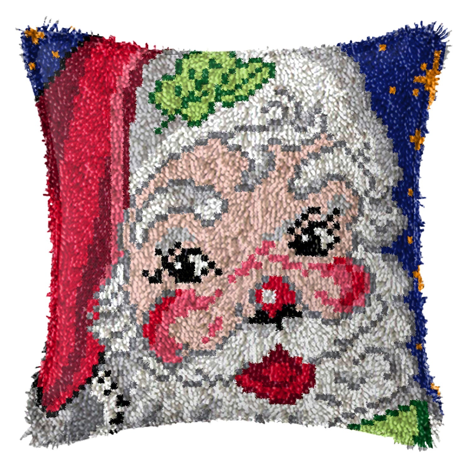 HKM-709395 DIY Handmade Christmas Cushion Wool Embroidered Pillow Craft Kit with Printed Pattern and Accessories