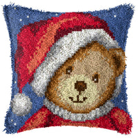 HKM-709395 DIY Handmade Christmas Cushion Wool Embroidered Pillow Craft Kit with Printed Pattern and Accessories