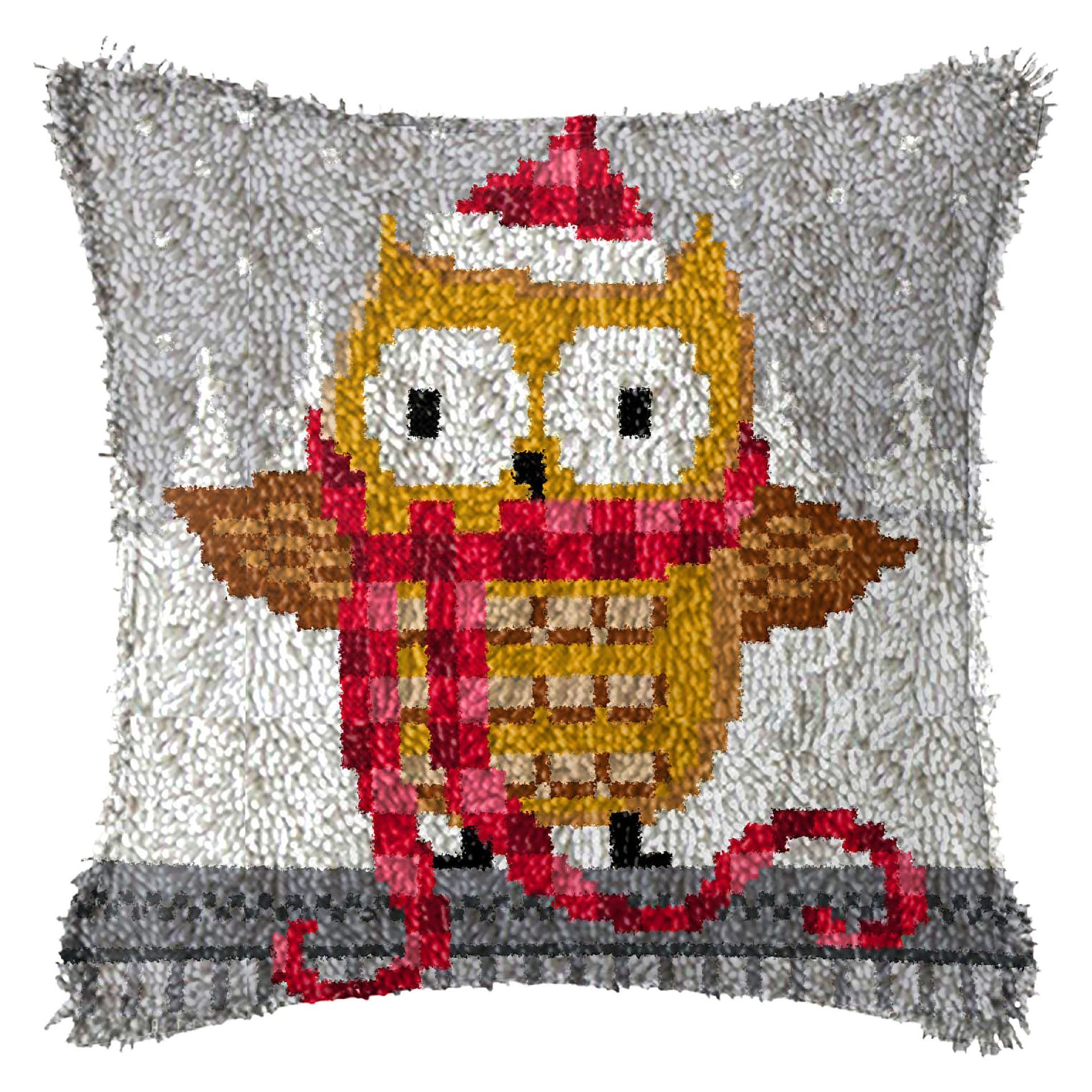 HKM-709395 DIY Handmade Christmas Cushion Wool Embroidered Pillow Craft Kit with Printed Pattern and Accessories