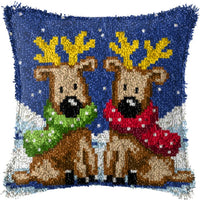 HKM-709395 DIY Handmade Christmas Cushion Wool Embroidered Pillow Craft Kit with Printed Pattern and Accessories