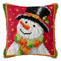 HKM-709395 DIY Handmade Christmas Cushion Wool Embroidered Pillow Craft Kit with Printed Pattern and Accessories