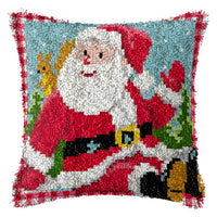 HKM-709395 DIY Handmade Christmas Cushion Wool Embroidered Pillow Craft Kit with Printed Pattern and Accessories