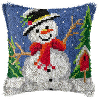 HKM-709395 DIY Handmade Christmas Cushion Wool Embroidered Pillow Craft Kit with Printed Pattern and Accessories