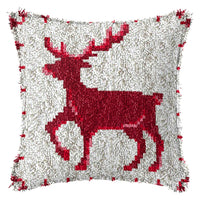 HKM-709395 DIY Handmade Christmas Cushion Wool Embroidered Pillow Craft Kit with Printed Pattern and Accessories