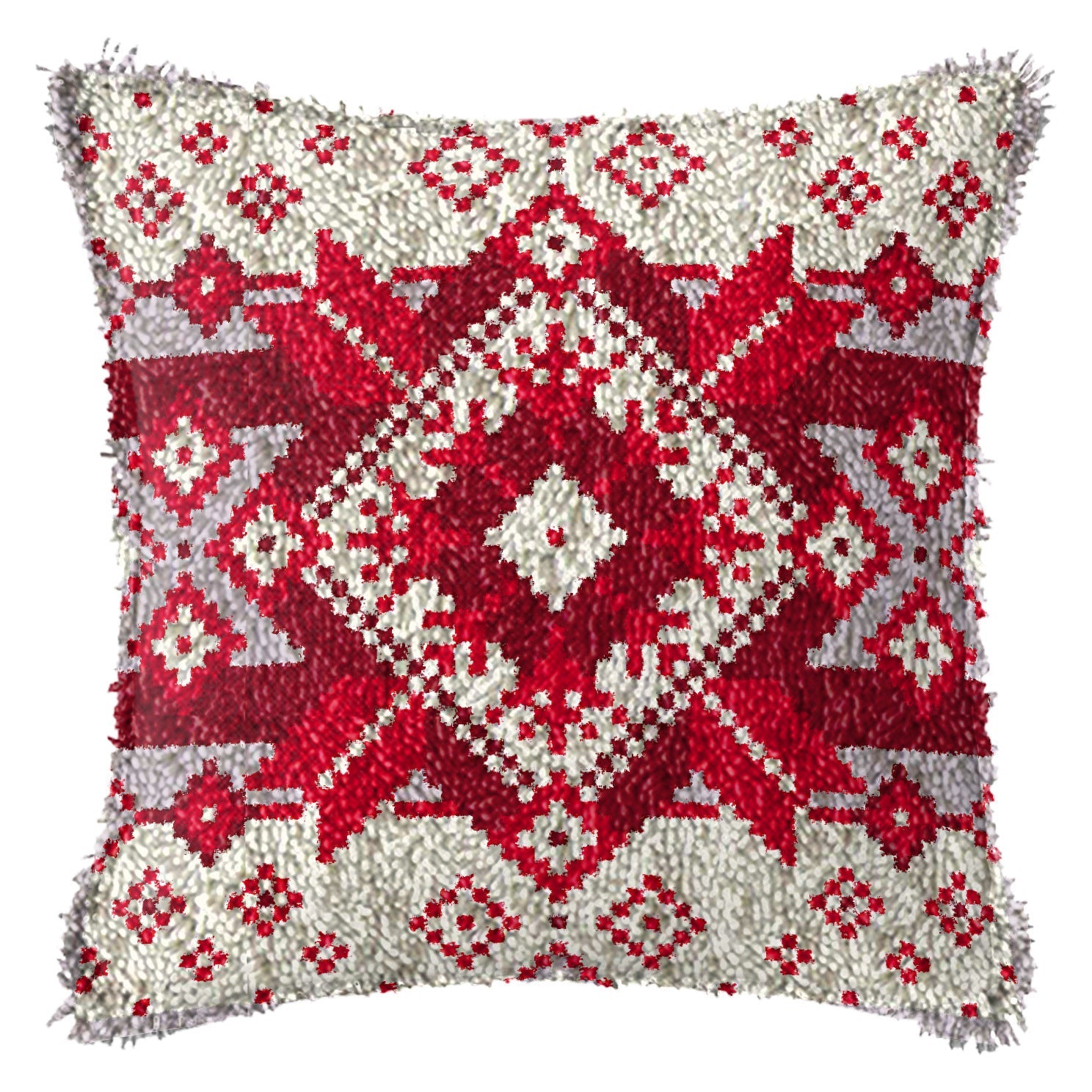 HKM-709395 DIY Handmade Christmas Cushion Wool Embroidered Pillow Craft Kit with Printed Pattern and Accessories