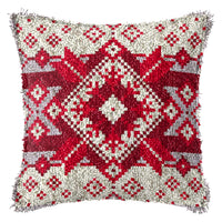 HKM-709395 DIY Handmade Christmas Cushion Wool Embroidered Pillow Craft Kit with Printed Pattern and Accessories
