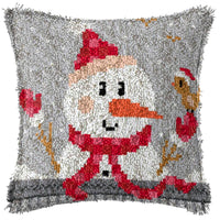 HKM-709395 DIY Handmade Christmas Cushion Wool Embroidered Pillow Craft Kit with Printed Pattern and Accessories