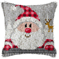 HKM-709395 DIY Handmade Christmas Cushion Wool Embroidered Pillow Craft Kit with Printed Pattern and Accessories
