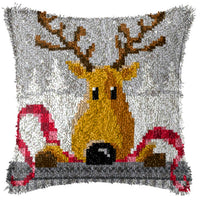 HKM-709395 DIY Handmade Christmas Cushion Wool Embroidered Pillow Craft Kit with Printed Pattern and Accessories