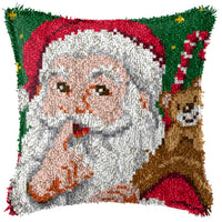 HKM-709395 DIY Handmade Christmas Cushion Wool Embroidered Pillow Craft Kit with Printed Pattern and Accessories