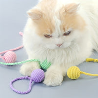 HKM-709523 Interactive Cat Toy Ball with Rope and Built-in Bell for Kittens