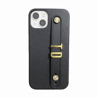 HKM-709587 Customizable Wristband Phone Case for iPhone – Personalized Letter Design, Faux Leather