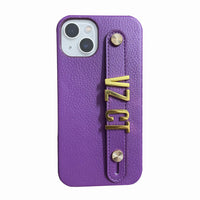 HKM-709587 Customizable Wristband Phone Case for iPhone – Personalized Letter Design, Faux Leather