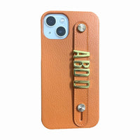 HKM-709587 Customizable Wristband Phone Case for iPhone – Personalized Letter Design, Faux Leather