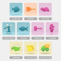 HKM-709587 Kids Outdoor Beach Toy Set - Soft Rubber Sand Molds, Bucket and Tools for Summer Fun