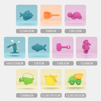 HKM-709587 Kids Outdoor Beach Toy Set - Soft Rubber Sand Molds, Bucket and Tools for Summer Fun