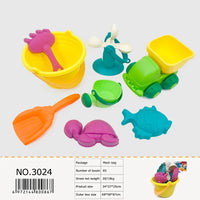 HKM-709587 Kids Outdoor Beach Toy Set - Soft Rubber Sand Molds, Bucket and Tools for Summer Fun