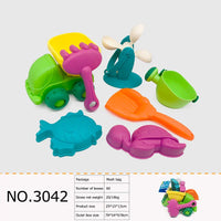 HKM-709587 Kids Outdoor Beach Toy Set - Soft Rubber Sand Molds, Bucket and Tools for Summer Fun