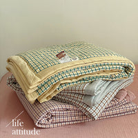 HKM-709651 Double-Sided Plaid Summer Quilt - Lightweight, Breathable Comforter for Bedrooms and Living Areas, Multiple Sizes Available