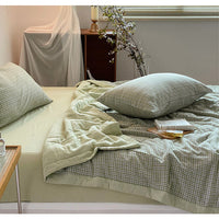 HKM-709651 Double-Sided Plaid Summer Quilt - Lightweight, Breathable Comforter for Bedrooms and Living Areas, Multiple Sizes Available