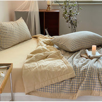 HKM-709651 Double-Sided Plaid Summer Quilt - Lightweight, Breathable Comforter for Bedrooms and Living Areas, Multiple Sizes Available
