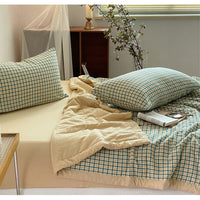 HKM-709651 Double-Sided Plaid Summer Quilt - Lightweight, Breathable Comforter for Bedrooms and Living Areas, Multiple Sizes Available