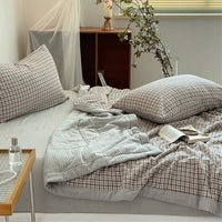 HKM-709651 Double-Sided Plaid Summer Quilt - Lightweight, Breathable Comforter for Bedrooms and Living Areas, Multiple Sizes Available