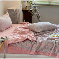 HKM-709651 Double-Sided Plaid Summer Quilt - Lightweight, Breathable Comforter for Bedrooms and Living Areas, Multiple Sizes Available