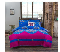 HKM-709651 Four-Piece Printed Polyester Bedding Set with Various Sizes and Pillowcase Options