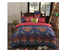 HKM-709651 Four-Piece Printed Polyester Bedding Set with Various Sizes and Pillowcase Options