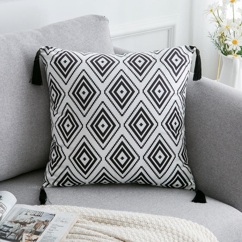HKM-709715 Retro Geometric Abstract Velvet Pillowcase for Stylish Home Decor
