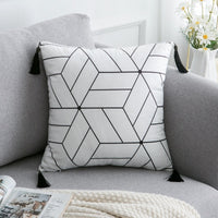 HKM-709715 Retro Geometric Abstract Velvet Pillowcase for Stylish Home Decor