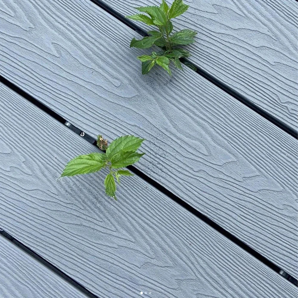 KTX-709843 WPC Interlocking Decking Tiles - Durable Solid Wood Plastic Composite Teak Flooring for Outdoor Use