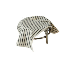 HKM-709907 Black and White Striped Combed Cotton Bath and Face Towel Set