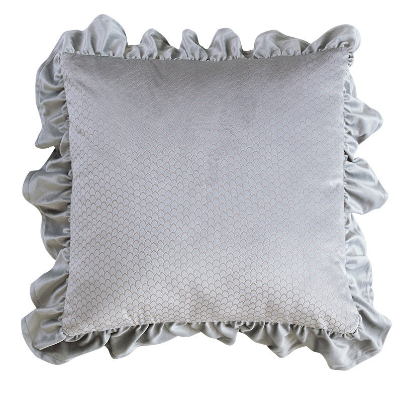 HKM-710035 Jacquard Ruffle Velvet Cushion Cover – Modern Simple Design, 45x45CM, Dutch Flannel